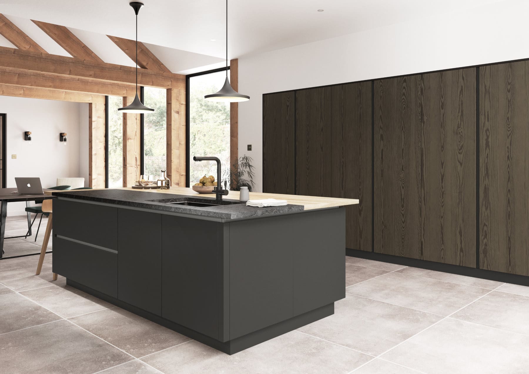 Kitchen Stori Wood Matt Handleless Kitchen | Rowe Fitted Interiors