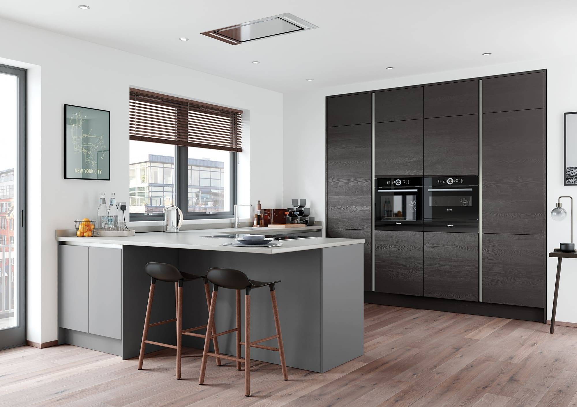 Zola Soft Matte Dust Grey and Tavola Hacienda Black Main Shoot RGB | Rowe Fitted Interiors