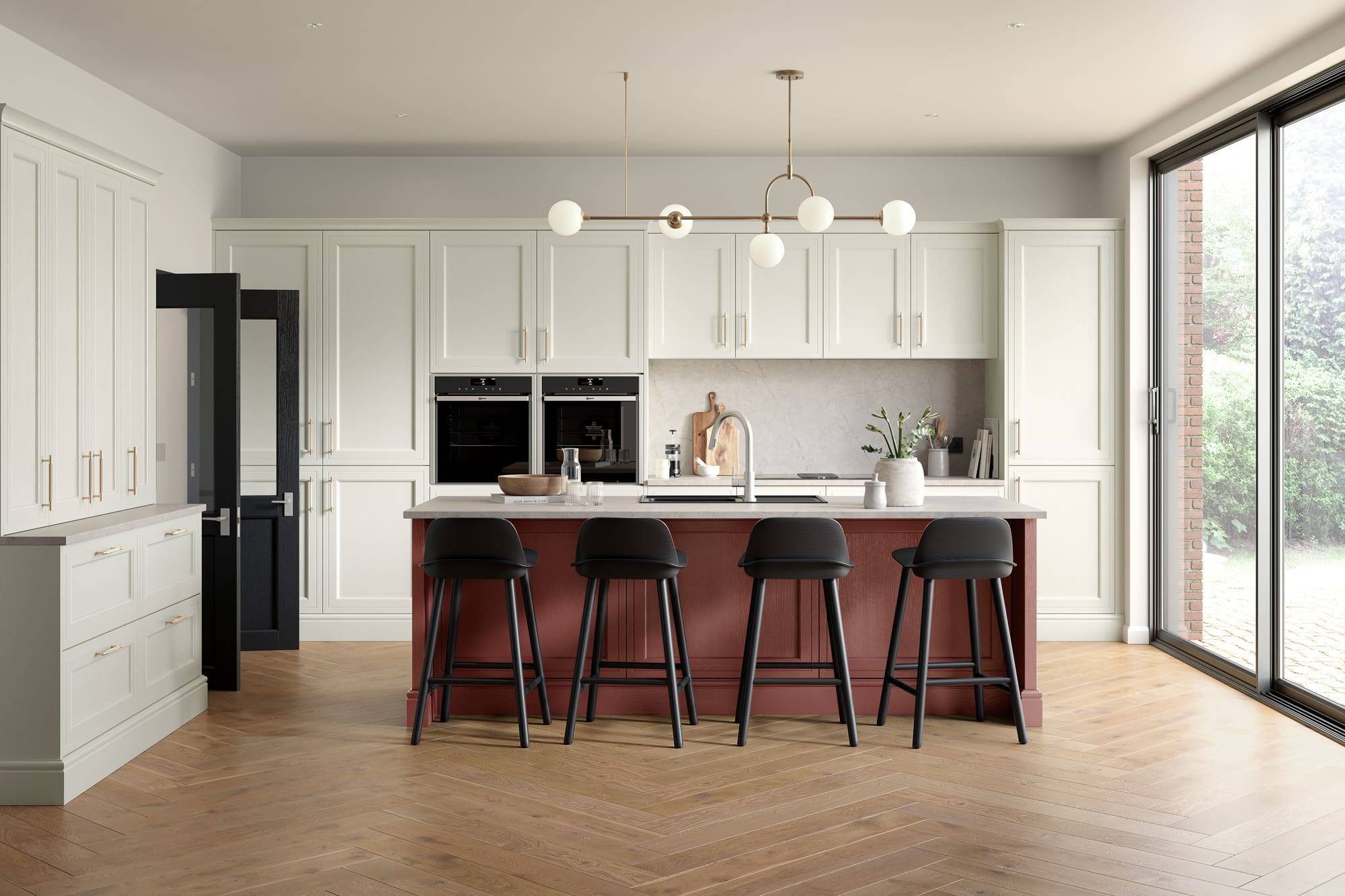 CGI Kitchen Painted Rainey Porcelano Heritage Red RGB | Rowe Fitted Interiors