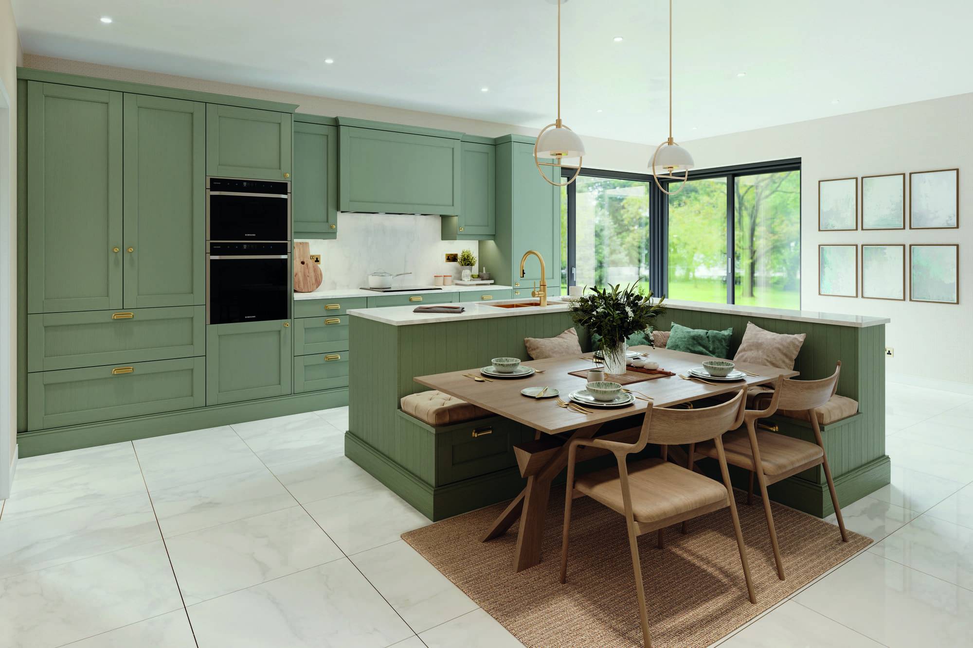 CGI Kitchen 5Piece Bastille Legno Reed Green CMYK | Rowe Fitted Interiors