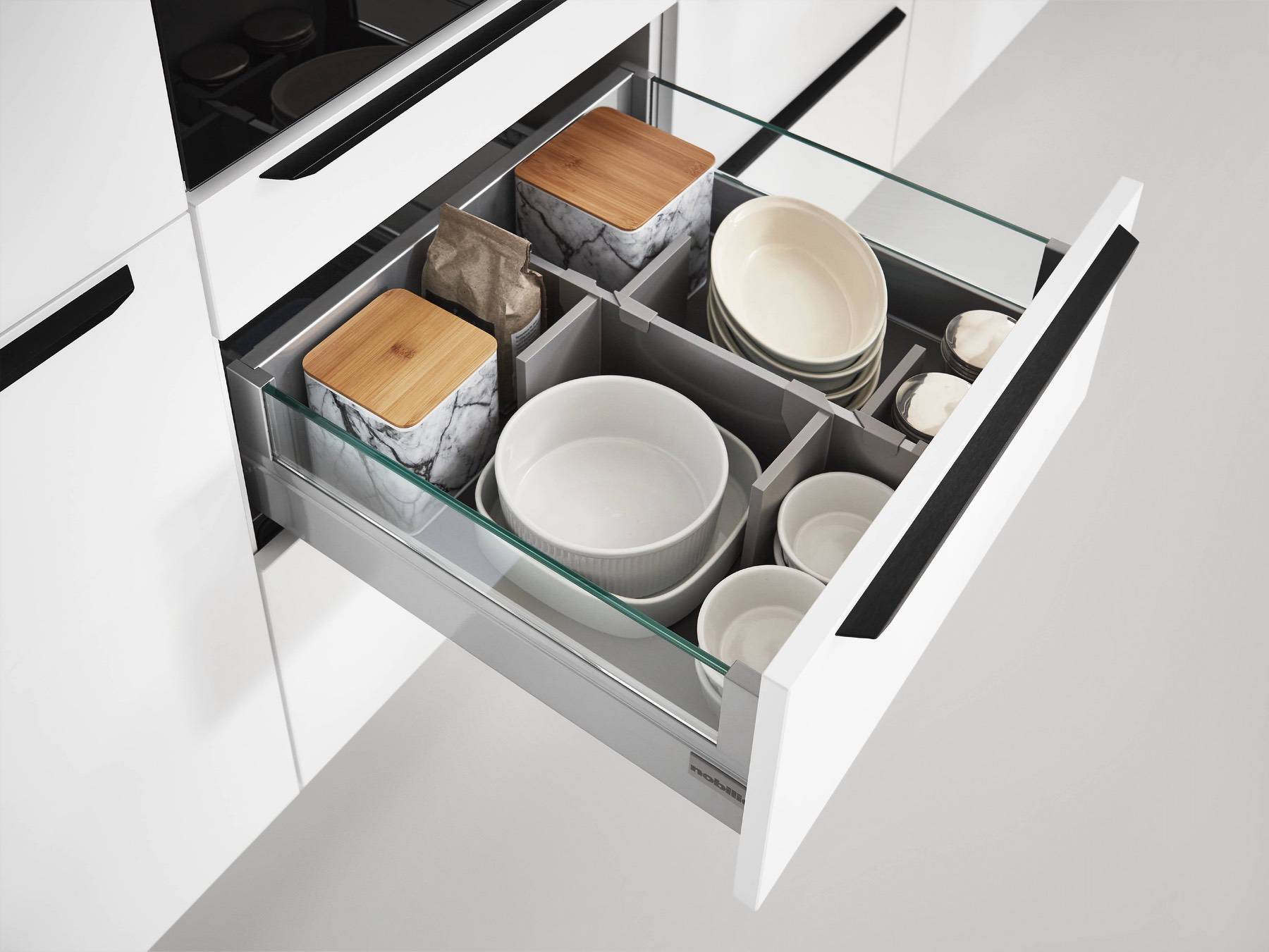 Nobilia Sliding Draws Storage | Jaystone Kitchens, Oldham