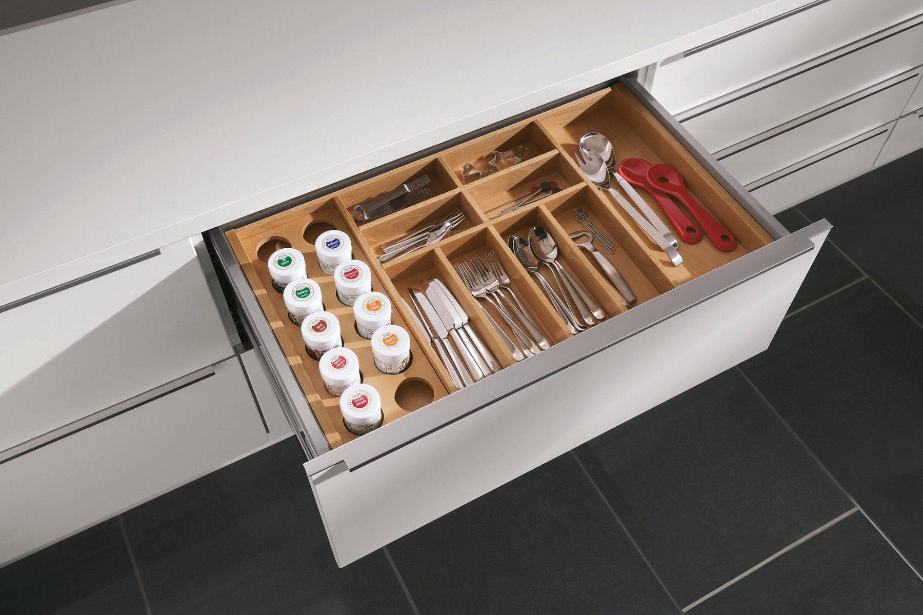 Nobilia Cutlery Spice Drawer | Jaystone Kitchens, Oldham