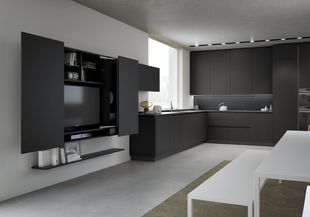 Linea Quattro Dark Handleless Kitchen 1 | Lux Interior, Macclesfield