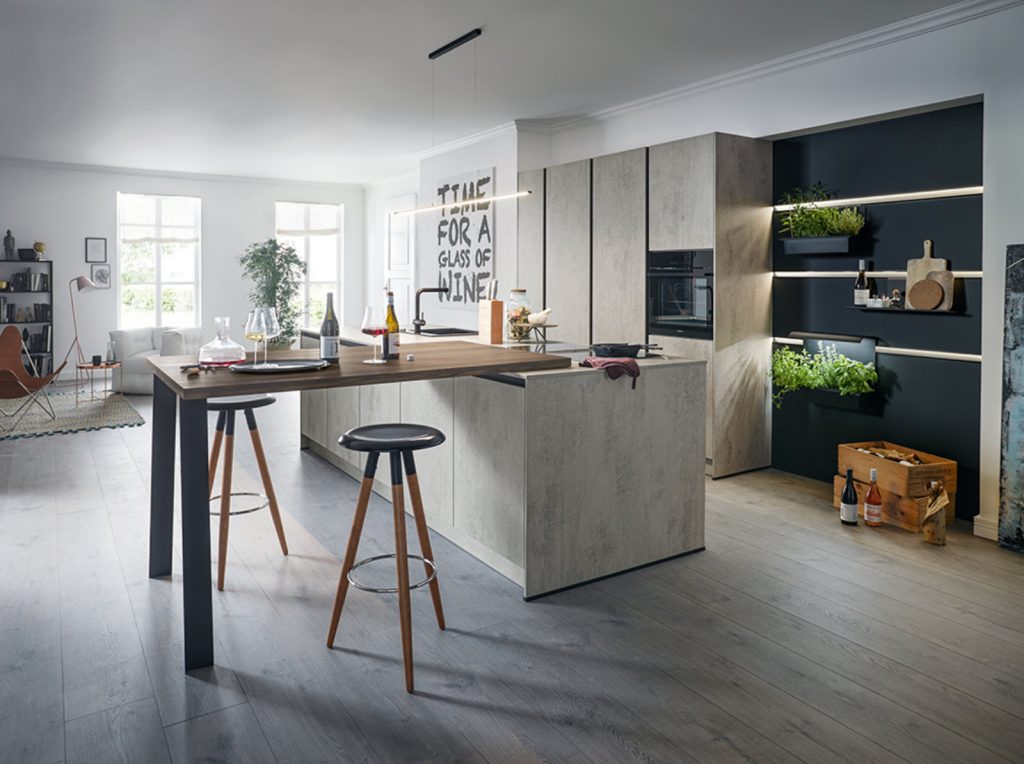 Schuller Concrete Modern Open Plan Kitchen With Island 1 | Lux Interior, Macclesfield