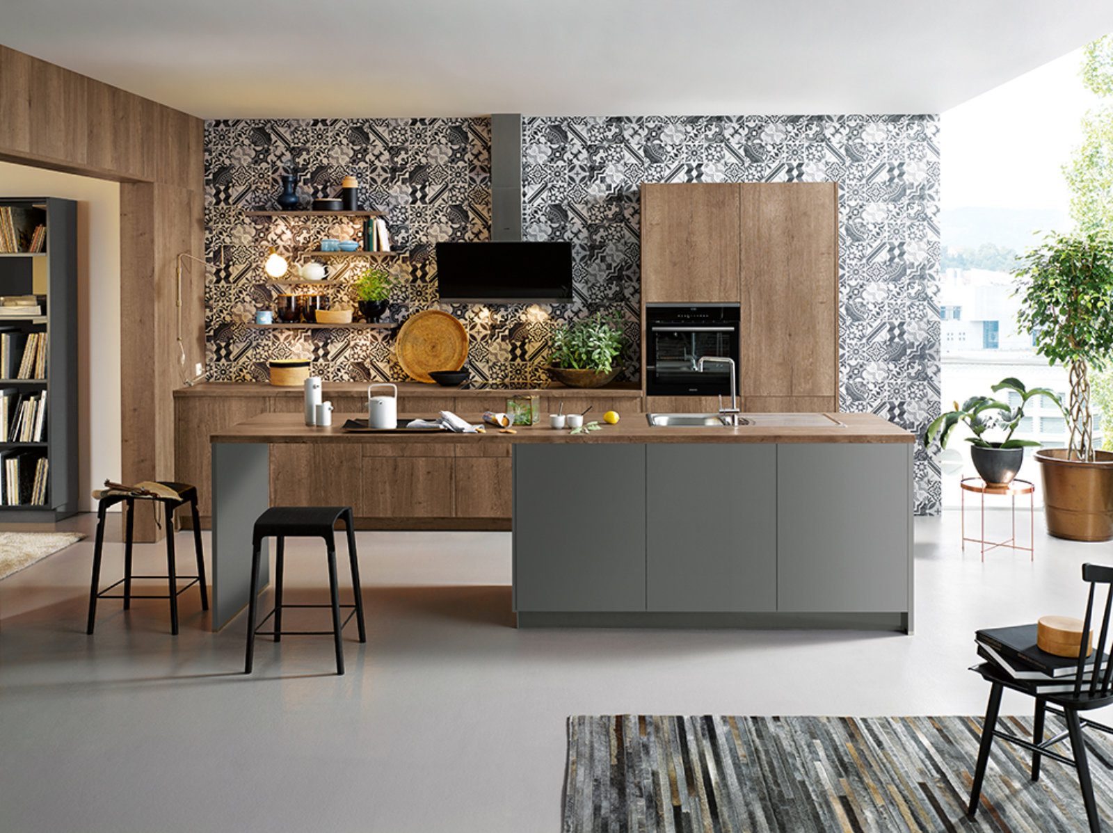 Schuller Matt Wood Open Plan Handleless Kitchen With Island 2 | Lux Interior, Macclesfield