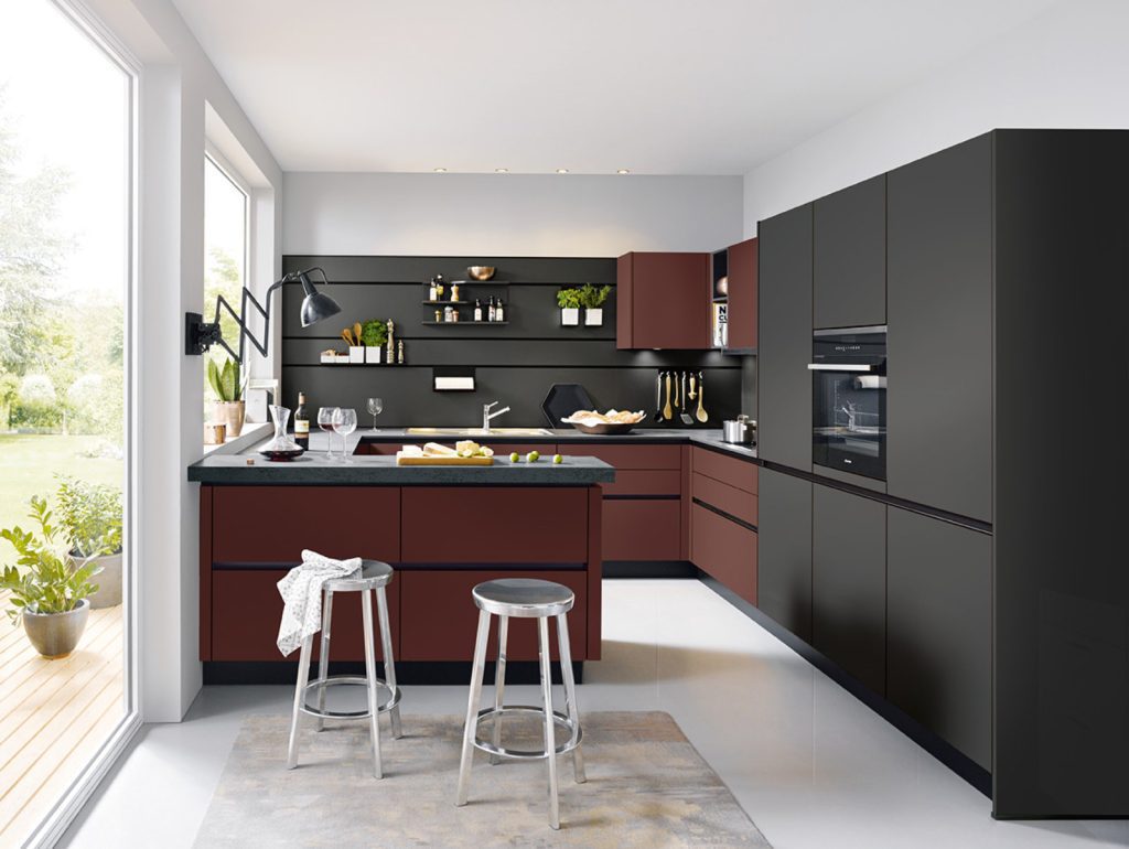 Schuller Modern Handleless L Shaped Kitchen With Island 1 | Lux Interior, Macclesfield