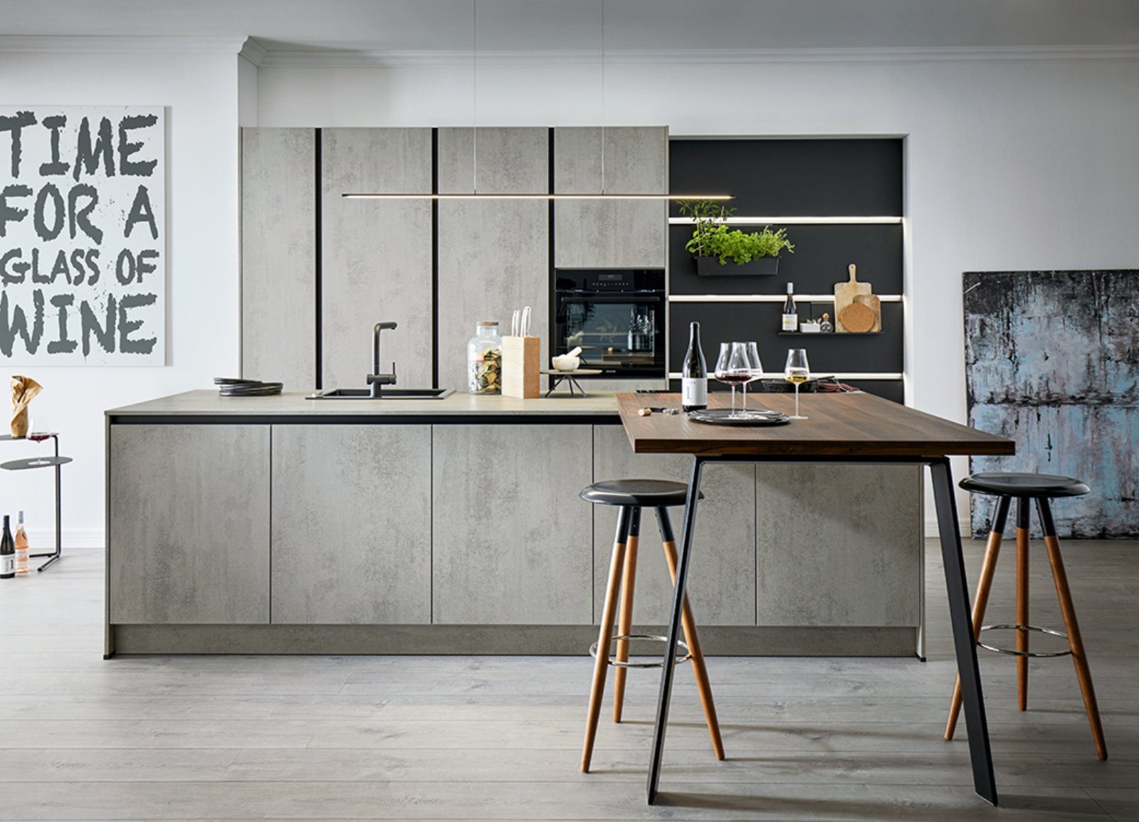 Schuller Concrete Modern Kitchen With Island | Lux Interior