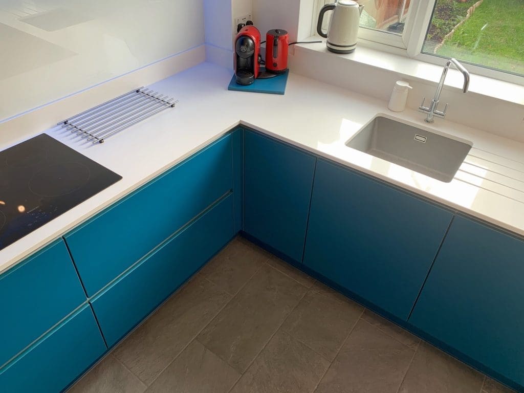 Ud2492 A Blue True Handleless Modern Kitchen 6 | Utopia Kitchens, Crowthorne