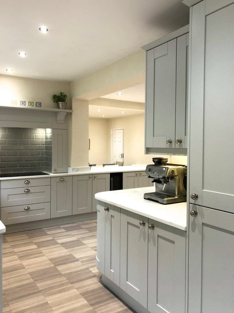 White Grey Shaker Wood Kitchen Finchampstead Wokingham 985 | Utopia Kitchens, Crowthorne