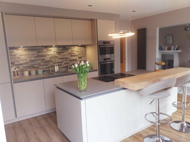 White Matt Handleless Kitchen