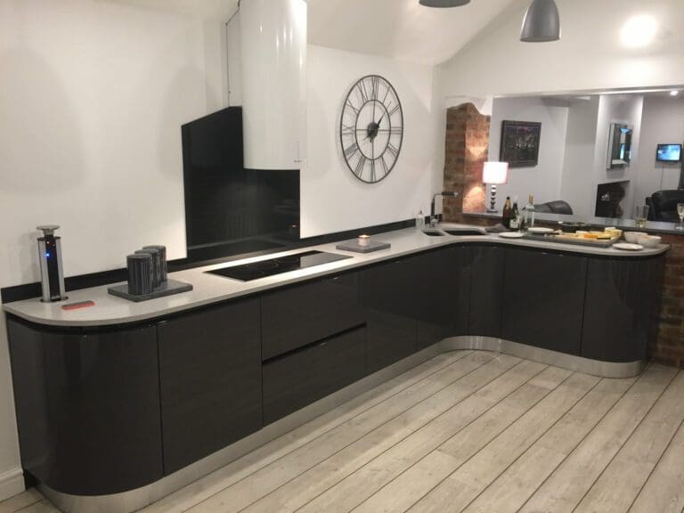 Modern Black Curved Kitchen