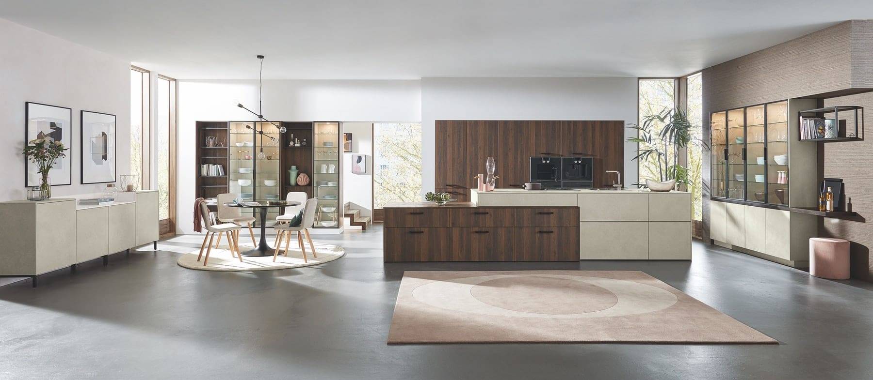 Stormer Matt White Handleless Open Plan U Shaped Kitchen | Classique Kitchens, Carlisle