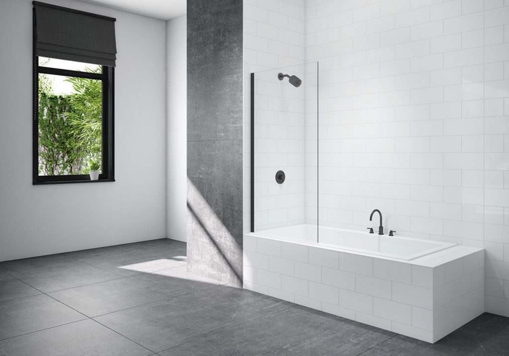 Merlyn Black Fixed Bathscreen | Glasgow Kitchen