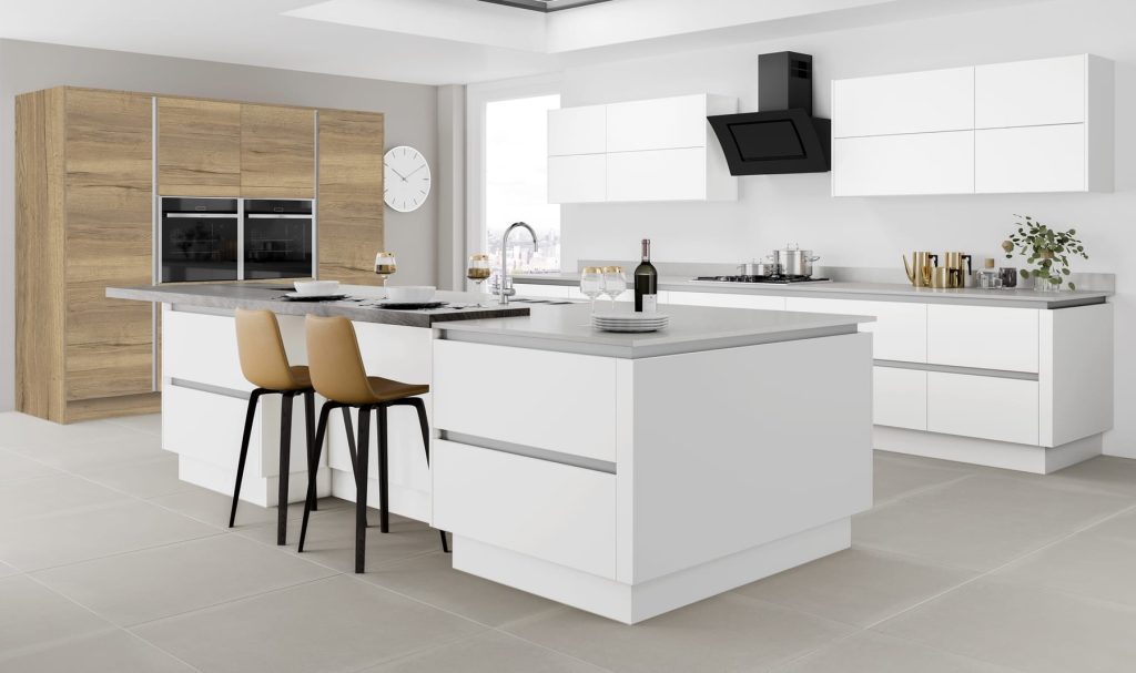 Moderna Matt White Halifax Oak 2 | Glasgow Kitchen