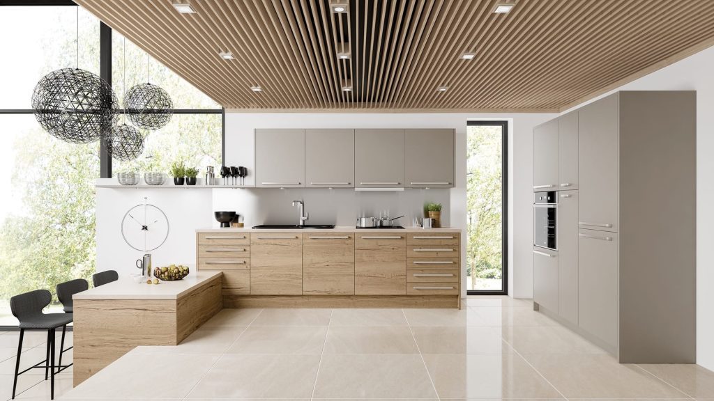 Tempo Halifax Oak Matt Stone Grey 1 | Glasgow Kitchen