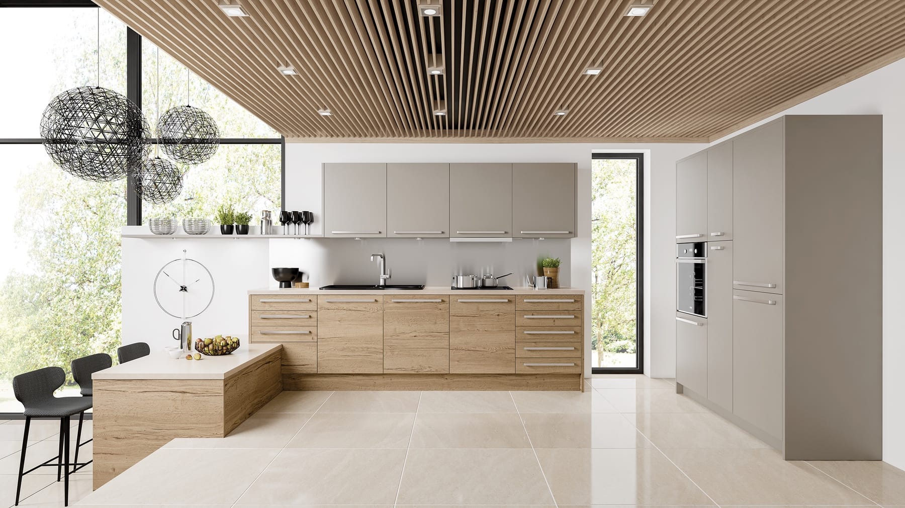 Tempo Halifax Oak Matt Stone Grey | Glasgow Kitchen