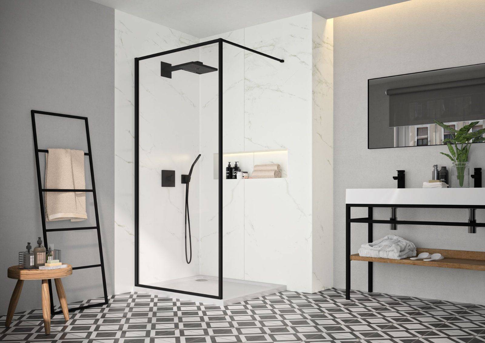 Merlyn Black Showerwall With Swivel Panel Lr | Lead Wolf, Peterborough