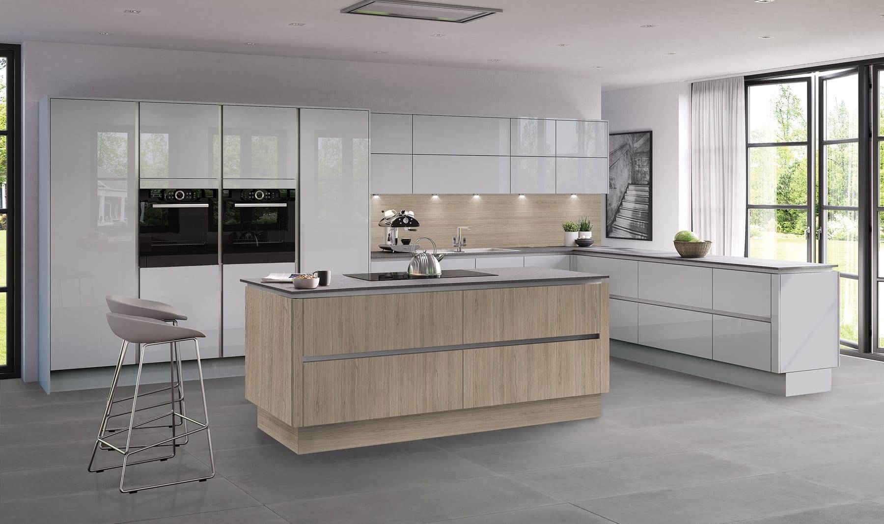 Moderna Glossgreymist Vincenzaoak | Glasgow Kitchen