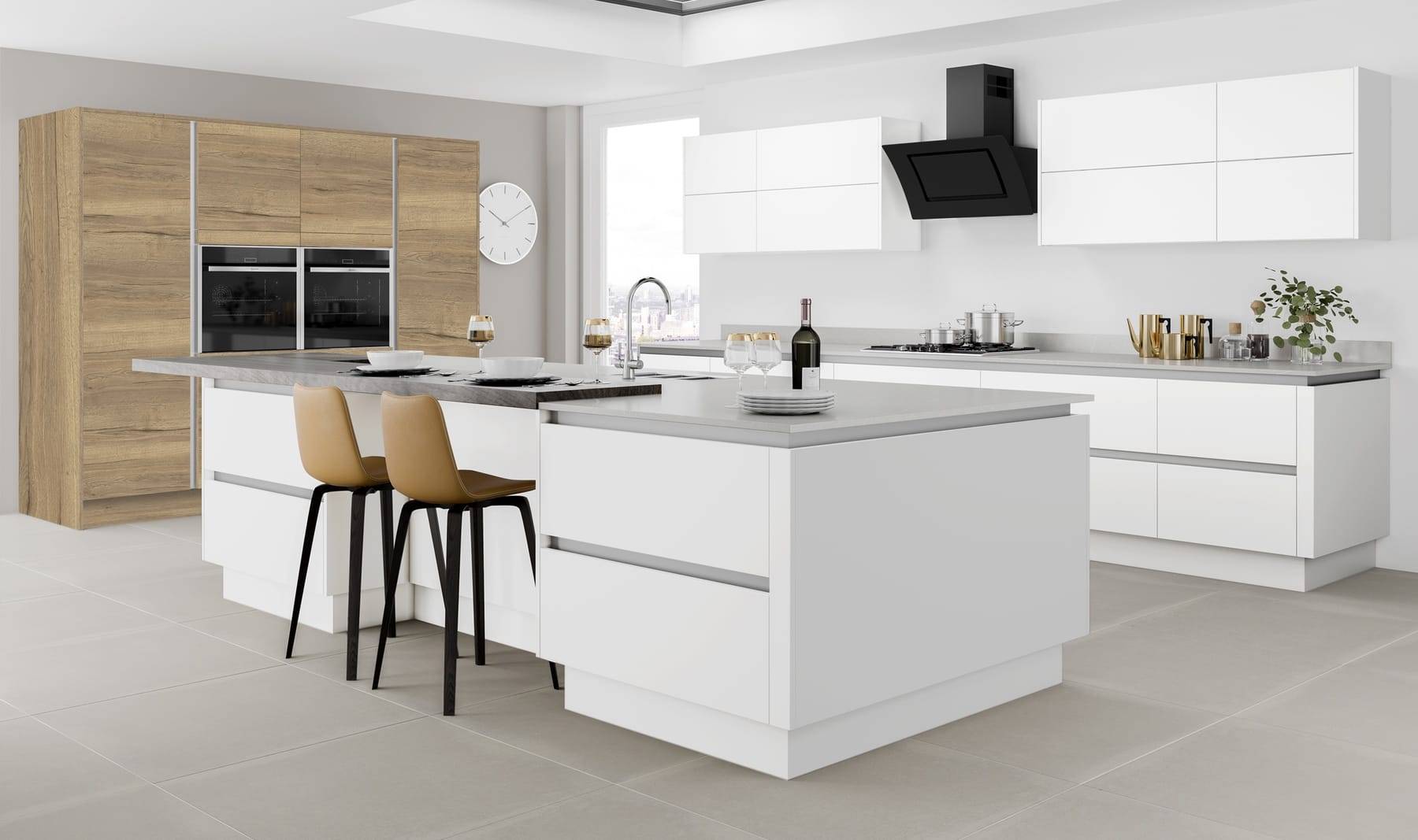 Moderna Matt White Halifax Oak 1 | Glasgow Kitchen