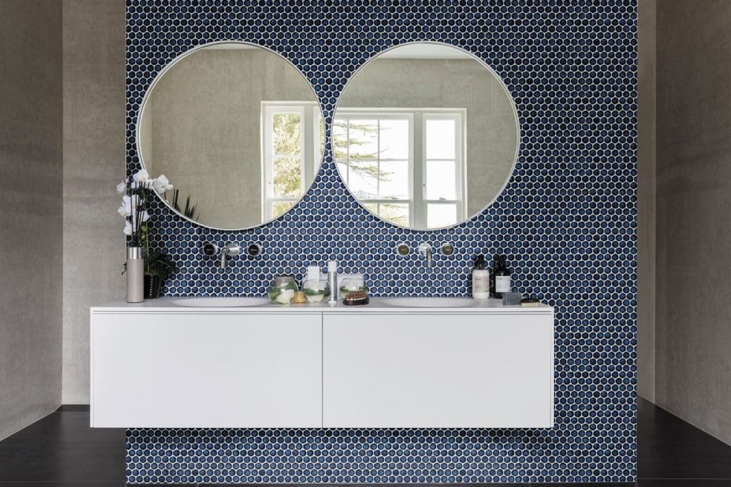 Yoga Penny Mosaic Porcelain Gloss Deep Blue 1 | Bowman Bathrooms, Essex