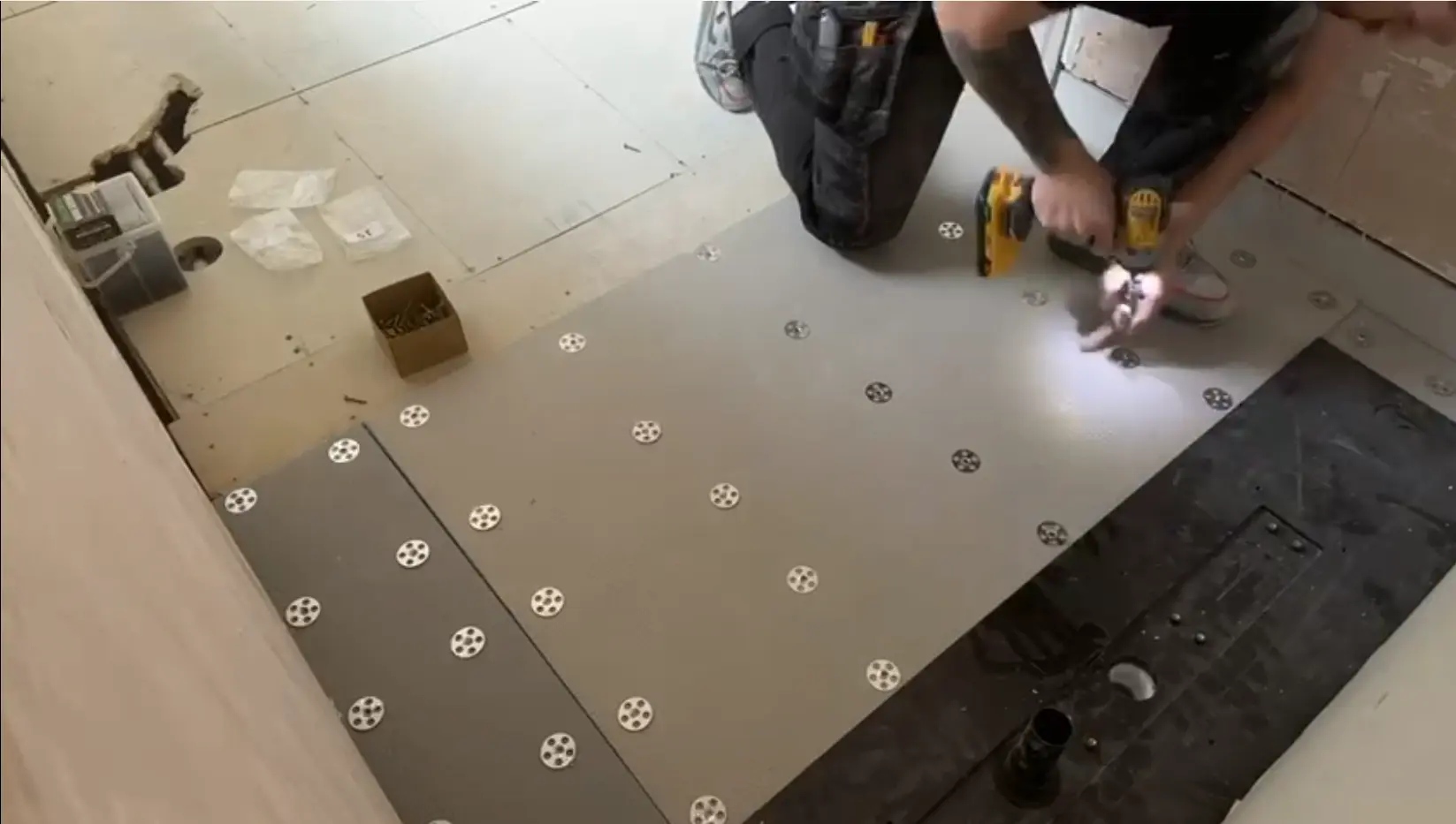 Preparing a bathroom floor with cement board