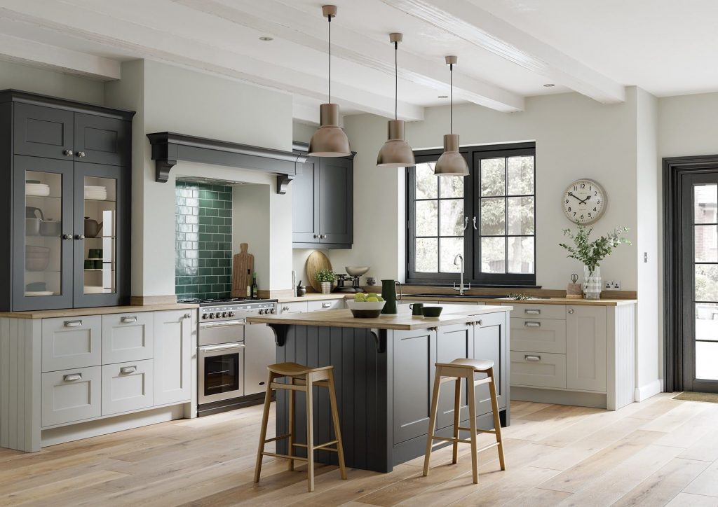 Florence Graphite And Light Grey Shaker Kitchen | Colour House Interiors, Caterham