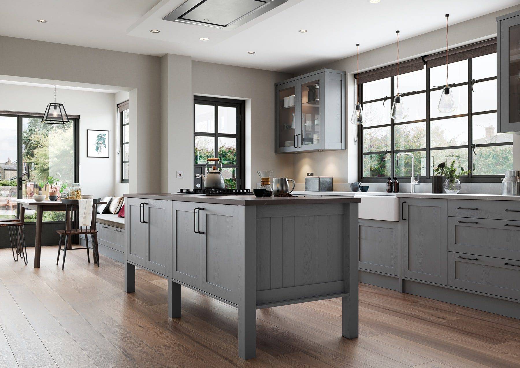 Aldana Dust Grey Shaker Kitchen With Island | Colourhouse Interiors, Caterham