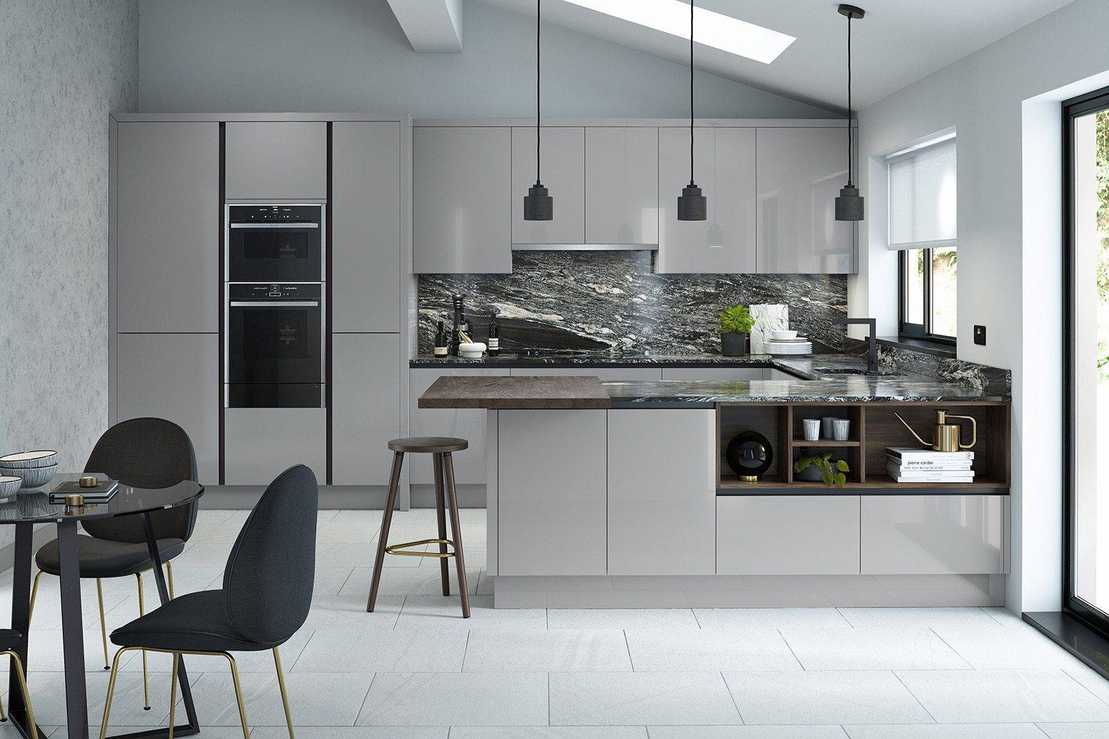 Second Nature Grey Gloss Handleless U Shaped Kitchen | Colourhouse Interiors, Caterham