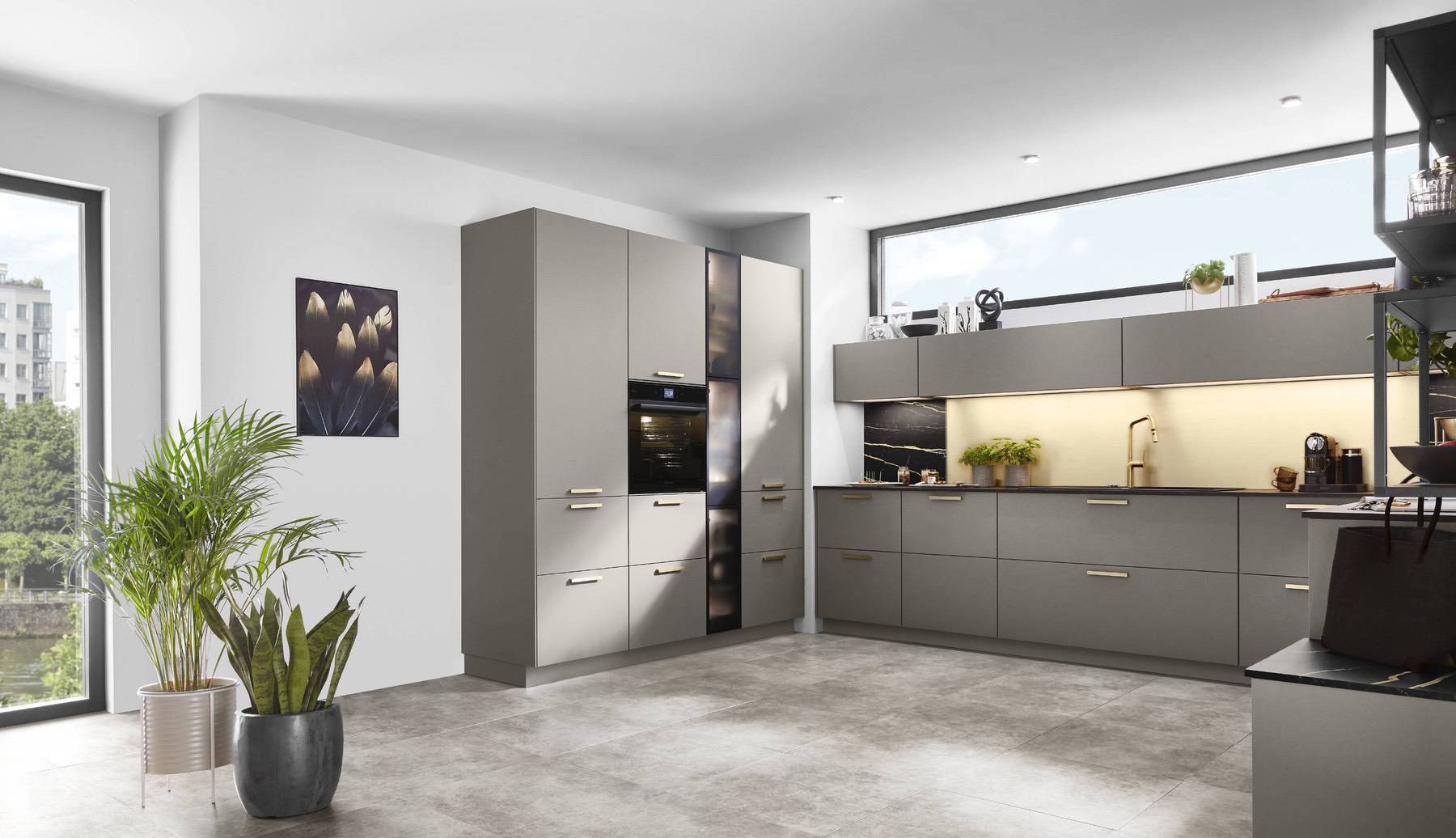 Nobilia Light Grey Open Plan Compact Kitchen | Lead Wolf, Gotham