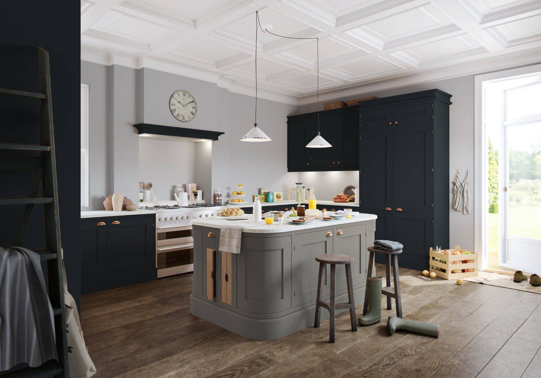 Manor Interiors Shaker L Shaped Kitchen With Island 2 | Holmes Kitchens, Tunbridge Wells