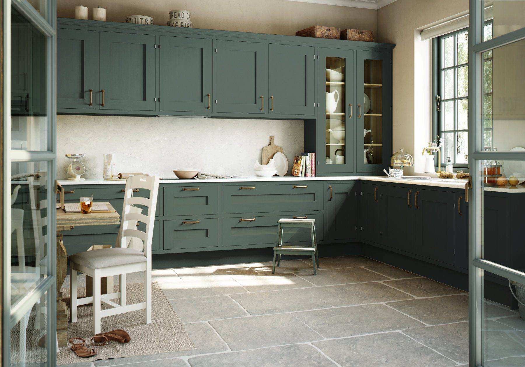 Manor Interiors Green Shaker Kitchen 2 | Holmes Kitchens, Tunbridge Wells