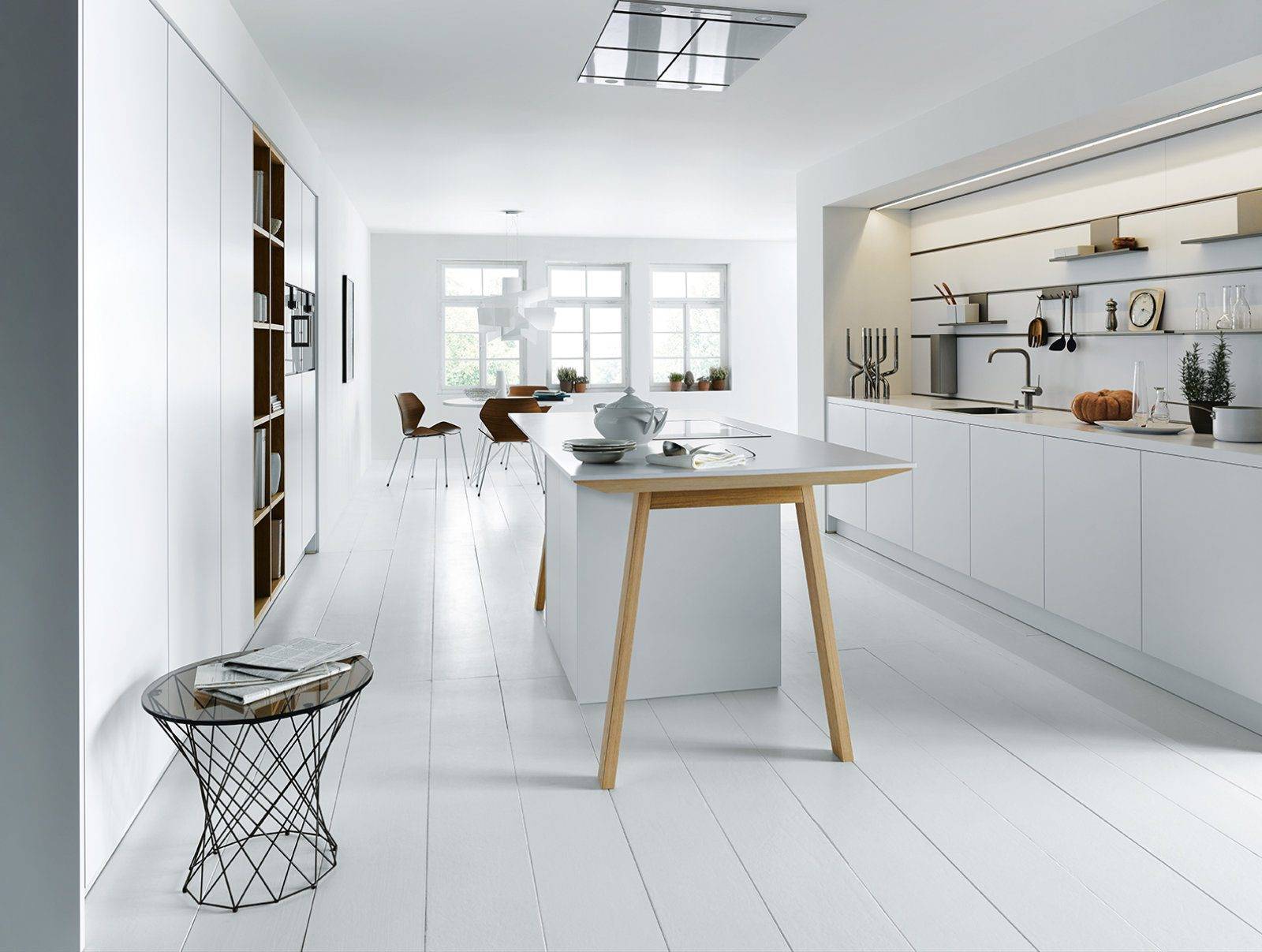 Next125 Matt White Handleless Modern Open Plan Kitchen With Island 1 | Joshua Donald Kitchens, Dunstable