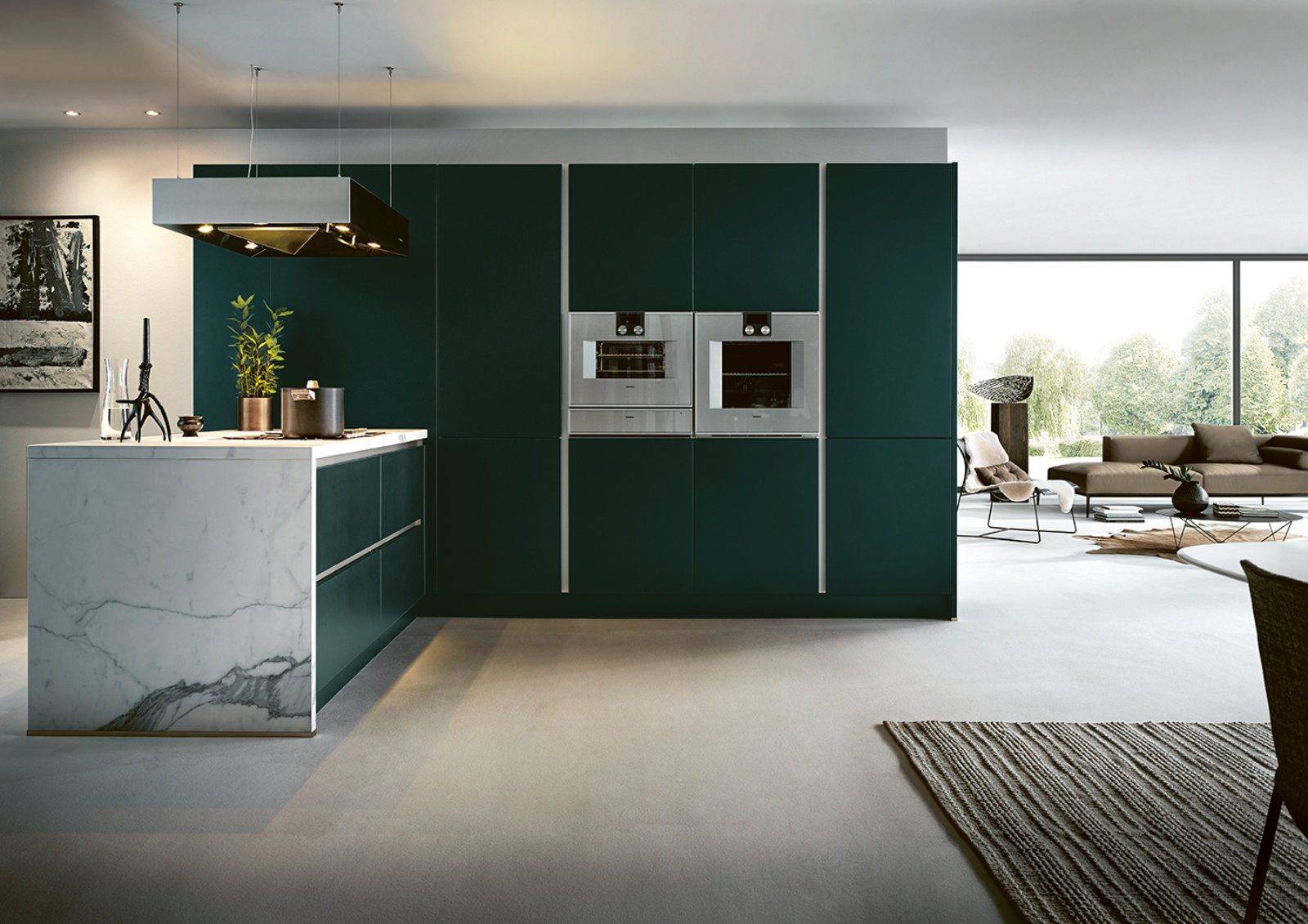 Next125 Matt Green Marble L Shaped Kitchen | Joshua Donald Kitchens, Dunstable