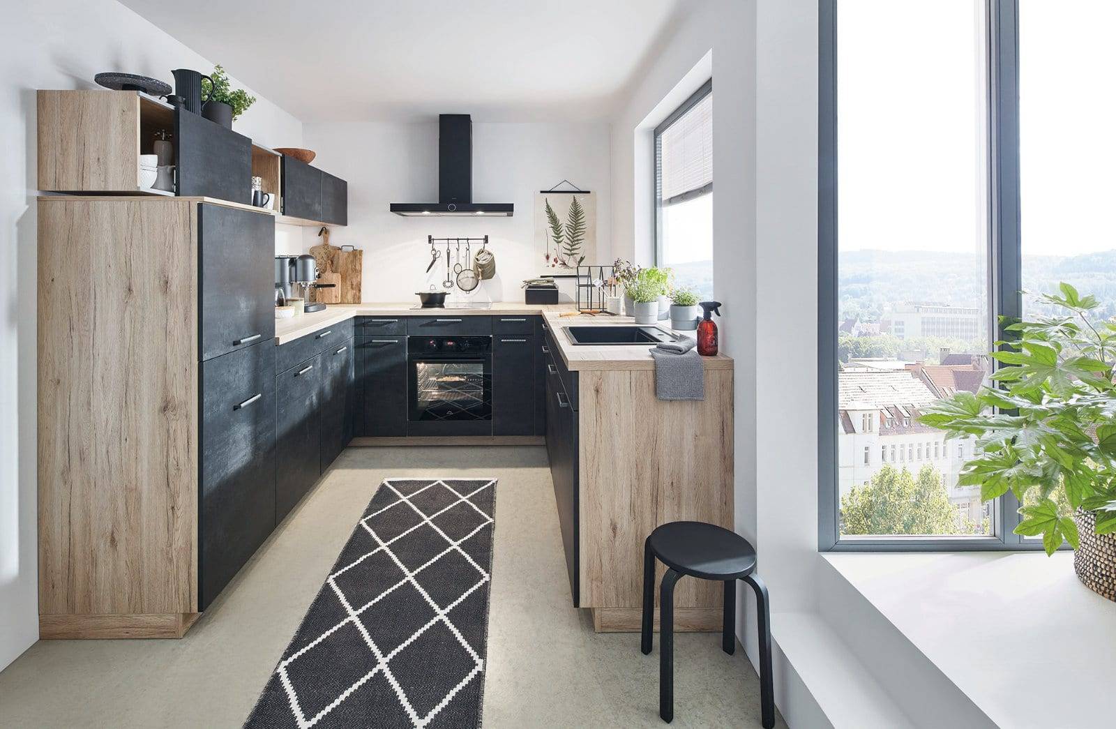 Nobilia Charcoal Wood U Shaped Compact Kitchen 2021 | Joshua Donald Kitchens, Dunstable
